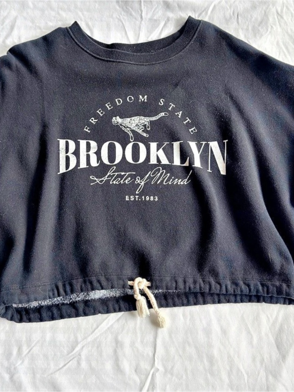 Black Cropped Graphic Sweatshirt